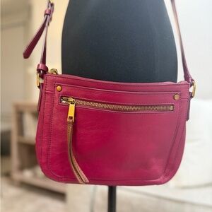 Fossil Farrah Pink Leather Crossbody Bag